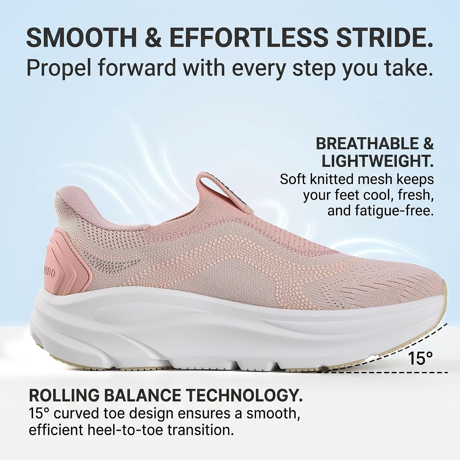 image:imageJACKSHIBO Wide Toe Box Shoes Women Orthopedic Plantar Fasciitis SneakersSlip on Pink