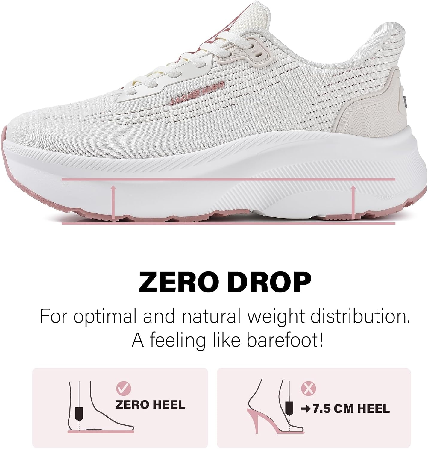 image:imageJACKSHIBO Wide Toe Box Shoes Women Orthopedic Plantar Fasciitis SneakersWide Slip Almond