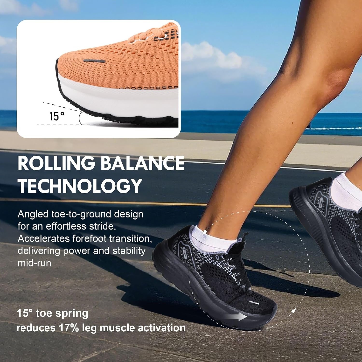 image:imageJACKSHIBO Wide Toe Box Shoes Women Orthopedic Plantar Fasciitis SneakersWide Sneaker Orange