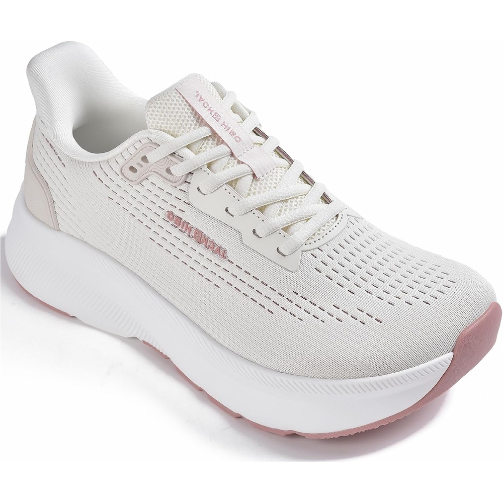 image:imageJACKSHIBO Wide Toe Box Shoes Women Orthopedic Plantar Fasciitis SneakersWide Slip Almond