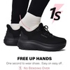 JACKSHIBO Wide Toe Box Shoes Women Orthopedic Plantar Fasciitis Sneakers(Wide Slip Black)